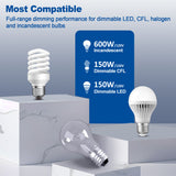 BESTTEN 5 Pack Dimmer Light Switch, Single Pole or 3-Way, Compatible with Dimmable LED, CFL, Incandescent and Halogen Bulb, LED Slide Dimmer Switch, Neutral Wire Not Required, 120VAC, UL Listed, White