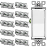 [100 Pack] BESTTEN Single-Pole Decorator Wall Light Switch, 15A 120/277V, On/Off Rocker Interrupter, UL Listed, White