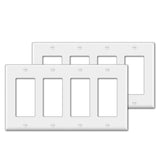 [2 Pack] BESTTEN 4 Gang Decor Wall Plate, Standard Size Unbreakable Polycarbonate Outlet and Switch Cover, H4.53-Inch x W8.23-Inch, UL Listed, White