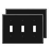 [2 Pack] BESTTEN 3-Gang Toggle Wall Plate, Unbreakable Polycarbonate Toggle Light Switch Cover, Standard Size, UL Listed, Black