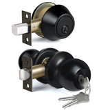 BESTTEN Keyed Alike Exterior Door Knob with Key Lock and Deadbolt, All Keyed Same, Matte Black Entry Door Knobs with Lock and Keys for Entrance and Front Door