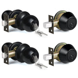 BESTTEN 2 Pack Keyed Same Exterior Door Knobs and Single Cylinder Deadbolts Combo Set, Keyed Alike Entry Door Knobs with Locks and Keys for Entrance and Front Door, Matte Black