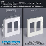 BESTTEN 10 Pack 2-Gang Screwless Decorative Wall Plate, USWP6 Snow White Series, Decorator Outlet Cover, H4.69” x W4.73”, for Light Switch, Dimmer, GFCI, USB Receptacle