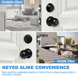 BESTTEN 2 Pack Keyed Same Exterior Door Knobs and Single Cylinder Deadbolts Combo Set, Keyed Alike Entry Door Knobs with Locks and Keys for Entrance and Front Door, Matte Black