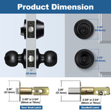 BESTTEN Keyed Alike Exterior Door Knob with Key Lock and Deadbolt, All Keyed Same, Matte Black Entry Door Knobs with Lock and Keys for Entrance and Front Door
