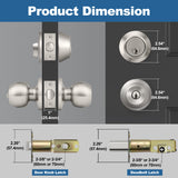 3 Set Keyed Alike Exterior Door Knobs and Single Cylinder Deadbolts Combo Set, Satin Nickel Entry Door Knobs with Locks and Keys for Entrance and Front Door
