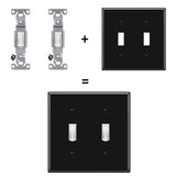 [2 Pack] BESTTEN 2-Gang Toggle Wall Plate, Unbreakable Polycarbonate Toggle Light Switch Cover, Standard Size, UL Listed, Black