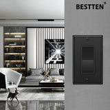 [4 Pack] BESTTEN 3-Way Wall Light Switch, 15A 120/277V, Decorator On/Off Rocker Paddle Interrupter, UL Listed, Black