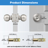 BESTTEN Keyed Entry Door Knob with Lock, Interior and Exterior Door Lock, Standard Ball, Satin Nickel