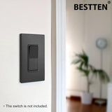 [10 Pack] BESTTEN 1-Gang Black Screwless Wall Plate, Unbreakable Polycarbonate Outlet Cover, H4.69" x W2.91", for Light Switch, Dimmer, GFCI, USB Receptacle