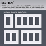 (20 Pack) BESTTEN USWP6 Matte Snow White Series, 1-Gang Screwless Wall Plate, Decorator Outlet Cover, Decor Switch Plate, H4.69” x W2.91”, for Dimmer, USB, GFCI, Receptacle