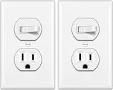 BESTTEN 2 Pack Combination Toggle Light Switch and Duplex Receptacle Outlet, Single Pole Toggle Wall Switch, Grounded Outlet, Combo Style, 15 Amp, Wallplate Included, UL Listed, White