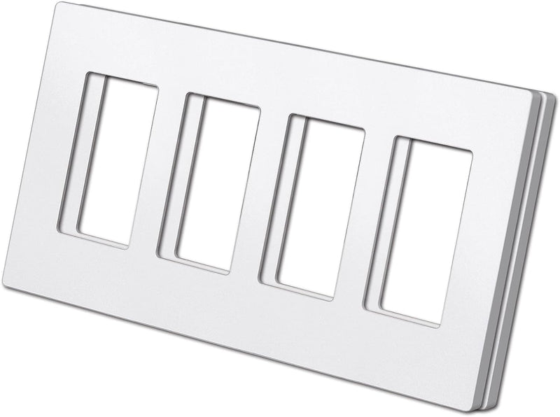 [2 Pack] BESTTEN USWP6 Matte Snow White Series 4-Gang Screwless Wall Plate, Decorator Outlet Cover, for Light Switch, Dimmer, USB, GFCI, Receptacle, H4.69¡± x W8.35¡±