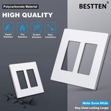 [10 Pack] BESTTEN USWP6 Matte Snow White Series 2-Gang Screwless Wall Plate, Decorator Outlet Cover, H4.69????¨¬?¡§¡§ x W4.73????¨¬?¡§¡§, for Light Switch, Dimmer, USB, GFCI, Receptacle