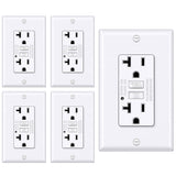 [5 Pack] BESTTEN 20 Amp GFCI Outlet, Non-Tamper-Resistant GFI Receptacle with LED Indicator, Ground Fault Circuit Interrupter with Wallplate, ETL Certified, White