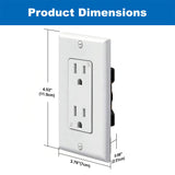 BESTTEN 100 Pack 15 Amp Outlet, Decorator Receptacle Outlet, Standard Electrical Wall Outlet, Tamper Resistant, Residential and Commercial Use, Wallplate Included, 15A/125V/1875W, UL Listed, White