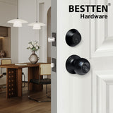 BESTTEN 2 Pack Keyed Same Exterior Door Knobs and Single Cylinder Deadbolts Combo Set, Keyed Alike Entry Door Knobs with Locks and Keys for Entrance and Front Door, Matte Black