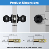 BESTTEN Keyed Entry Door Knob, Entrance Door Lock, Standard Ball, All Metal, Matte Black
