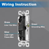 BESTTEN 30 Pack Single-Pole Decorator Wall Light Switch, 15A 120/277V, Paddle Wall Switch, On/Off Rocker Interrupter, UL Listed, White