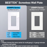 [10 Pack] BESTTEN 1 Gang Screwless Decorative Wall Plate, Mid-Size H4.88" x W3.11", USWP6 Gloss Snow White, Faceplate Cover for Decorator Receptacle Outlet & Switch