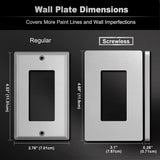 [20 Pack] BESTTEN 1-Gang Signature Collection Silver Screwless Wall Plate, USWP8 Series Decorator Outlet Cover, H4.69" x W2.91", for Light Switch, Dimmer, Receptacle