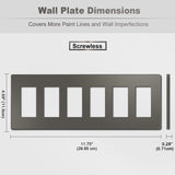 [2 Pack] BESTTEN 6 Gang Brown Screwless Wall Plate, Decorator Outlet Cover Decor Switch Plate, H4.69????¨¬?¡§¡§ x W11.75????¨¬?¡§¡§, Signature Collection USWP8 Series