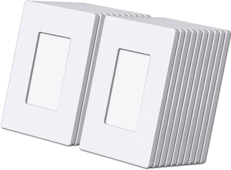 [20 Pack] BESTTEN 1-Gang Screwless Wall Plate, USWP6 Matte Snow White Series, Decorator Outlet Cover, H4.69-Inch x W2.91-Inch, for Decor Switch, Dimmer, GFCI, USB Receptacle