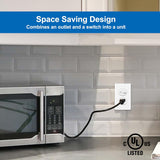 BESTTEN 2 Pack Combination Toggle Light Switch and Duplex Receptacle Outlet, Single Pole Toggle Wall Switch, Grounded Outlet, Combo Style, 15 Amp, Wallplate Included, UL Listed, White