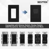 [10 Pack] BESTTEN 1-Gang Black Screwless Wall Plate, Unbreakable Polycarbonate Outlet Cover, H4.69" x W2.91", for Light Switch, Dimmer, GFCI, USB Receptacle