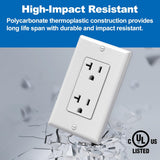 BESTTEN 50 Pack Decorator Receptacle Outlet, 20 Amp Electical Outlet with Wallplate, Non-Tamper-Resistant, Residential & Commercial Use, 20A/125V/2500W, UL Listed, White