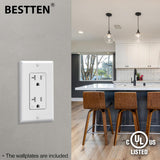 BESTTEN 20 Amp Decorator Receptacle Outlet, 50 Pack Tamper-Resistant (TR) Wall Electrical Outlet with Wallplate, 20A/125V/2500W, UL Listed, White