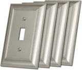 [4 Pack] BESTTEN 1 Gang Satin Nickel Metal Toggle Switch Wall Plate, Zinc Alloy Grand Collection Light Switch Cover, Corrosion Resistant