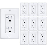 [10 Pack] BESTTEN 20 Amp Wall Receptacle Outlet, Tamper-Resistant (TR), Residential and Commercial Use, 20A/125V/2500W, UL Listed, White