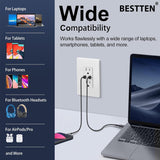 BESTTEN 6 Pack GaN 65W USB C Wall Outlet for Laptop, Type C Supports Power Delivery 3.0, 15A Tamper-Resistant Receptacle with Dual USB C Ports, Screwless Wallplate Included, ETL Listed, White