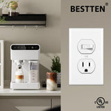 BESTTEN 2 Pack Combination Toggle Light Switch and Duplex Receptacle Outlet, Single Pole Toggle Wall Switch, Grounded Outlet, Combo Style, 15 Amp, Wallplate Included, UL Listed, White