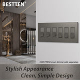 [2 Pack] BESTTEN 6 Gang Brown Screwless Wall Plate, Decorator Outlet Cover Decor Switch Plate, H4.69??¨¤ x W11.75??¨¤, Signature Collection USWP8 Series
