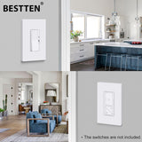 [10 Pack] BESTTEN 1 Gang Screwless Decorative Wall Plate, Mid-Size H4.88" x W3.11", USWP6 Gloss Snow White, Faceplate Cover for Decorator Receptacle Outlet & Switch