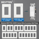 BESTTEN 50 Pack Single Pole Decorator Wall Light Switch with Wallplate, 15A 120/277V, On/Off Rocker Paddle Interrupter, UL Listed, White