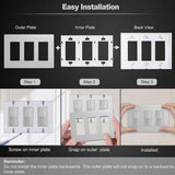 [5 Pack] BESTTEN 3-Gang Signature Collection Silver Screwless Wall Plate, Decorator Outlet Cover, USWP8 Series, H4.69??¨¤ x W6.54??¨¤, for Light Switch, Dimmer, Receptacle