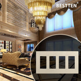[5 Pack] BESTTEN 4-Gang Signature Collection Champagne Gold Screwless Wall Plate, Golden Decorator Outlet Cover, for Light Switch, Dimmer, Receptacle, H4.69??¨¤ x W8.35??¨¤