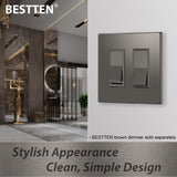 [10 Pack] BESTTEN 2-Gang Matte Brown Screwless Decor Wall Plate, Signature Collection USWP8 Series, Decorator Outlet Cover, H4.69??¨¤ x W4.73??¨¤, for Light Switch, Dimmer, Receptacle