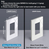 BESTTEN 50 Pack 1 Gang Screwless Decorator Wall Plate, USWP6 Gloss Snow White, Decorative Outlet Cover, Decor Light Switch Face Plate, H4.69” x W2.91”