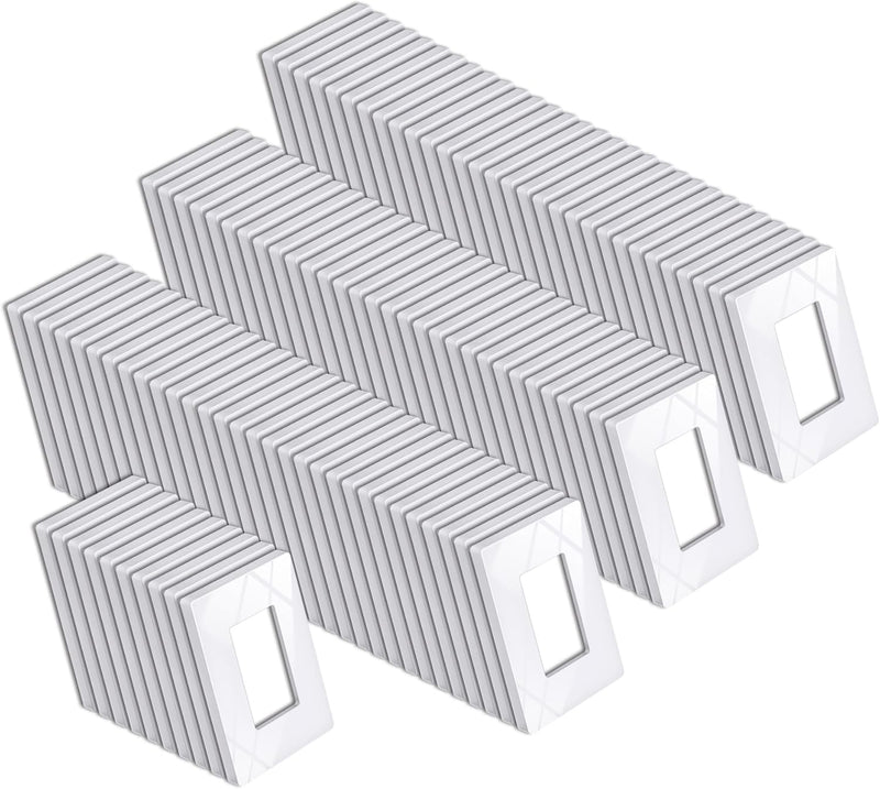 BESTTEN 100 Pack 1 Gang Screwless Wall Plate, USWP6 Gloss Snow White, Modern Designer Decorator Outlet Cover, Wallplate for Light Switch, Dimmer, USB, GFCI, Receptacle, H4.69” x W2.91”