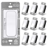 [10 Pack] BESTTEN Quiet Dimmer Light Switch, Smooth Slide Dimmer Switch with Wide Dimming & Compatibility Range, Single Pole or 3 Way, for Dimmable LED, CFL, Incandescent, Halogen, ETL Listed, White
