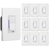 [10 Pack] BESTTEN Digital Dimmer Light Switch with LED Indicator, Horizontal Dimming Slider Bar, Single Pole or 3-Way, for Dimmable LED Lights, CFL, Incandescent, Halogen Bulbs, UL Listed, White