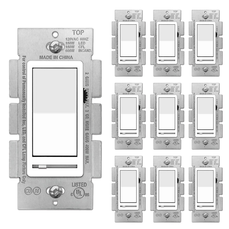 BESTTEN - Interruptor de luz regulador de intensidad e interruptor de luz  de pared combinado y salida decorativa, certificación UL, blanco