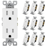 [10 Pack] BESTTEN Decorator Wall Receptacle, Tamper Resistant Outlet, 15A/125V/1875W, UL Listed, White