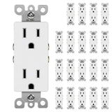 [20 Pack] BESTTEN 15 Amp Decorator Electrical Wall Outlet Receptacle, Non-Tamper-Resistant, 15A/125V/1875W, for Residential and Commercial Use, cUL Listed, White