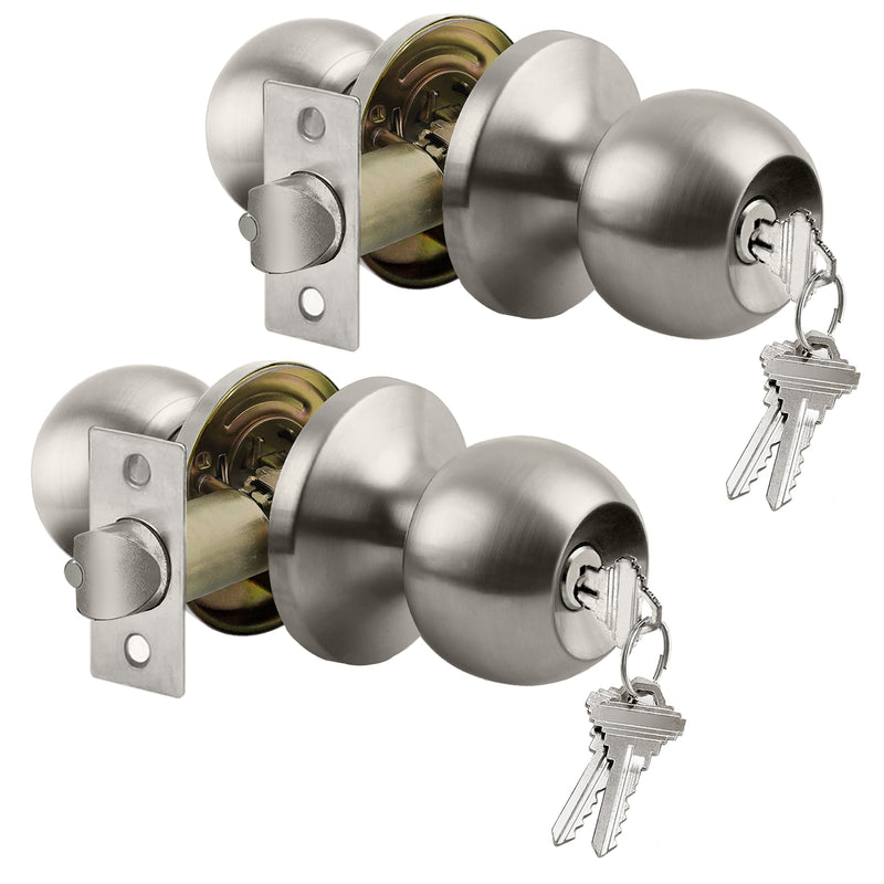 BESTTEN [3 Pack] Keyed Entry Door Knob, Entrance Door Lock, Keyed