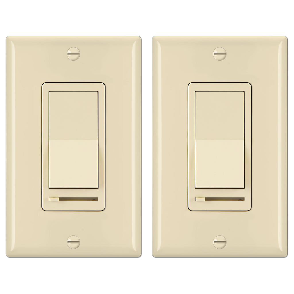 [2 Pack] BESTTEN Ivory Dimmer Wall Light Switch, Single-Pole or 3-Way, Compatible with Dimmable LED, Incandescent, Halogen and CFL Bulbs, Wallplate Included, UL Listed